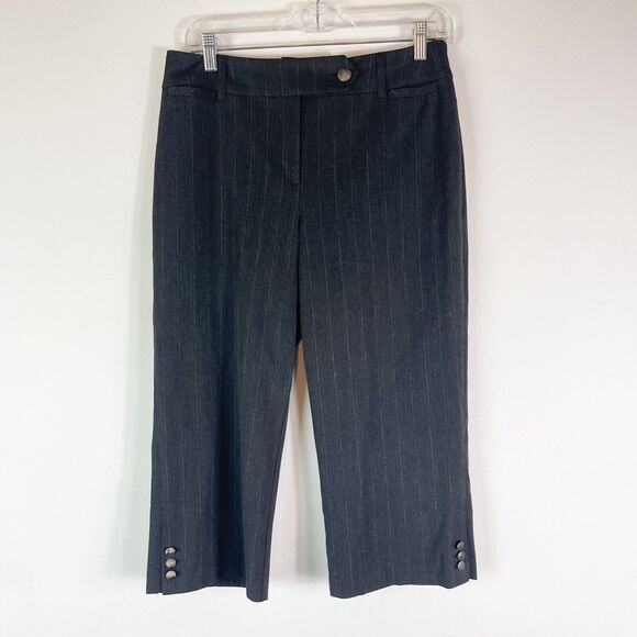 Tribal Pants - Tribal Women's Charcoal Pinstripe Cropped Dress Pants Gray Size 6